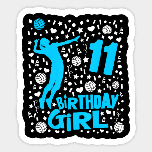 Girls Volleyball 11Th Birthday 11 Year Old Player Sticker